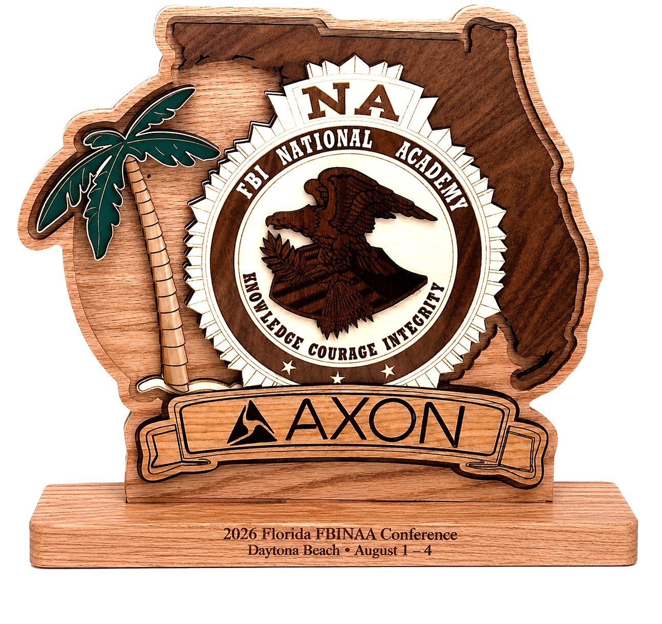 Group of handcrafted wooden sponsor plaques