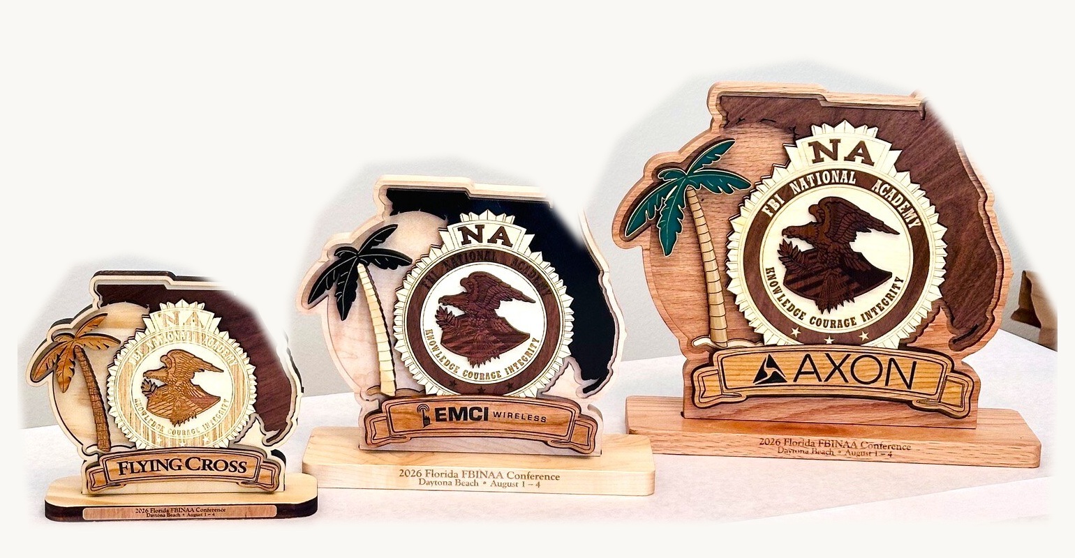 Custom handcrafted sponsor plaques in three sizes
